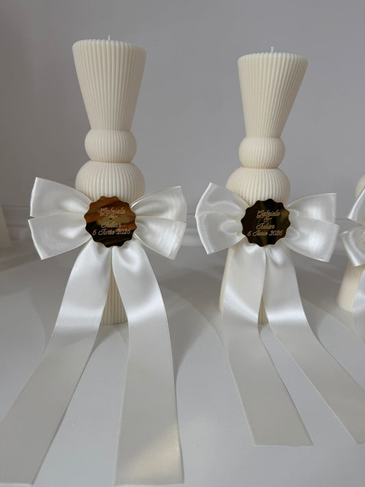 Lumanare cununie ivory cu banut gravat personalizat