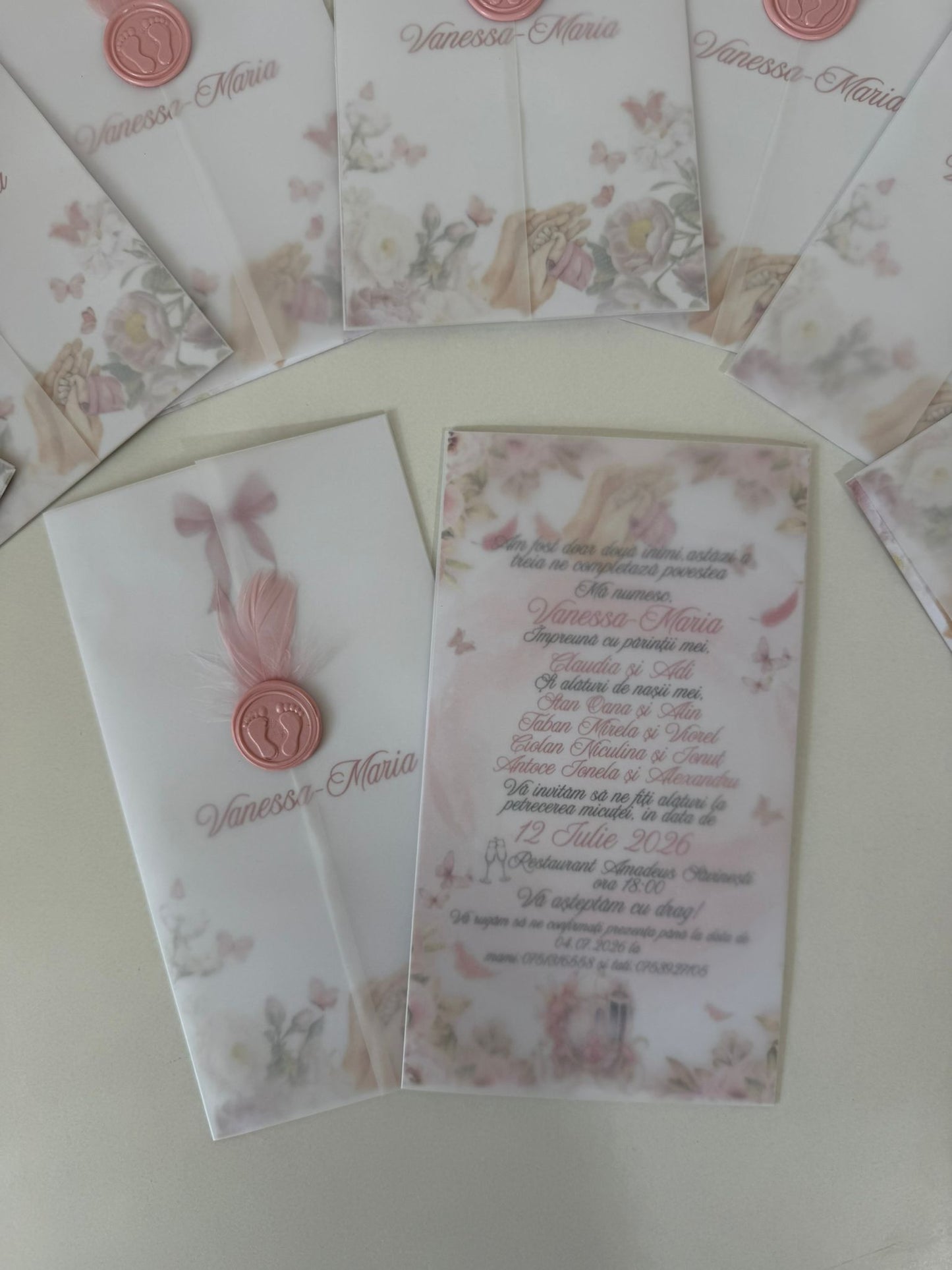 Invitatie botez in foaie de calc si sigiliu